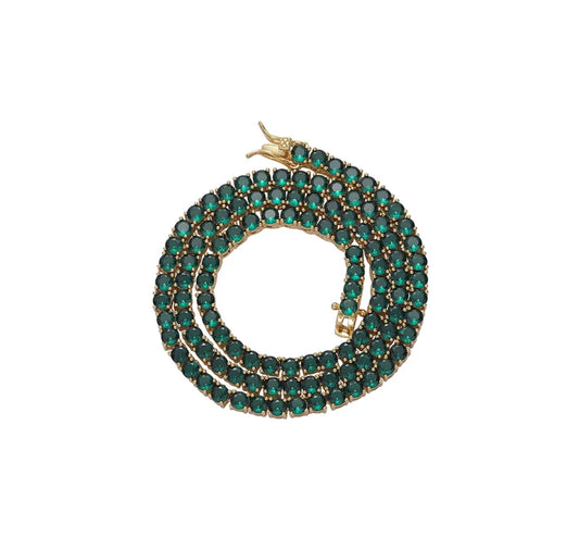 Green & Gold Tennis Necklace
