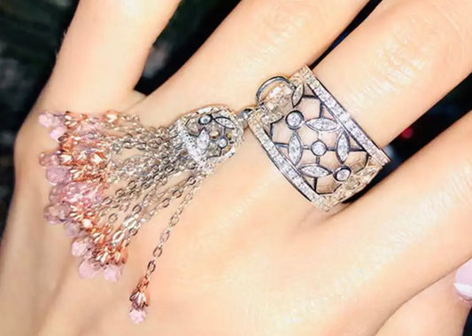 Pink Sapphire Tassle Ring
