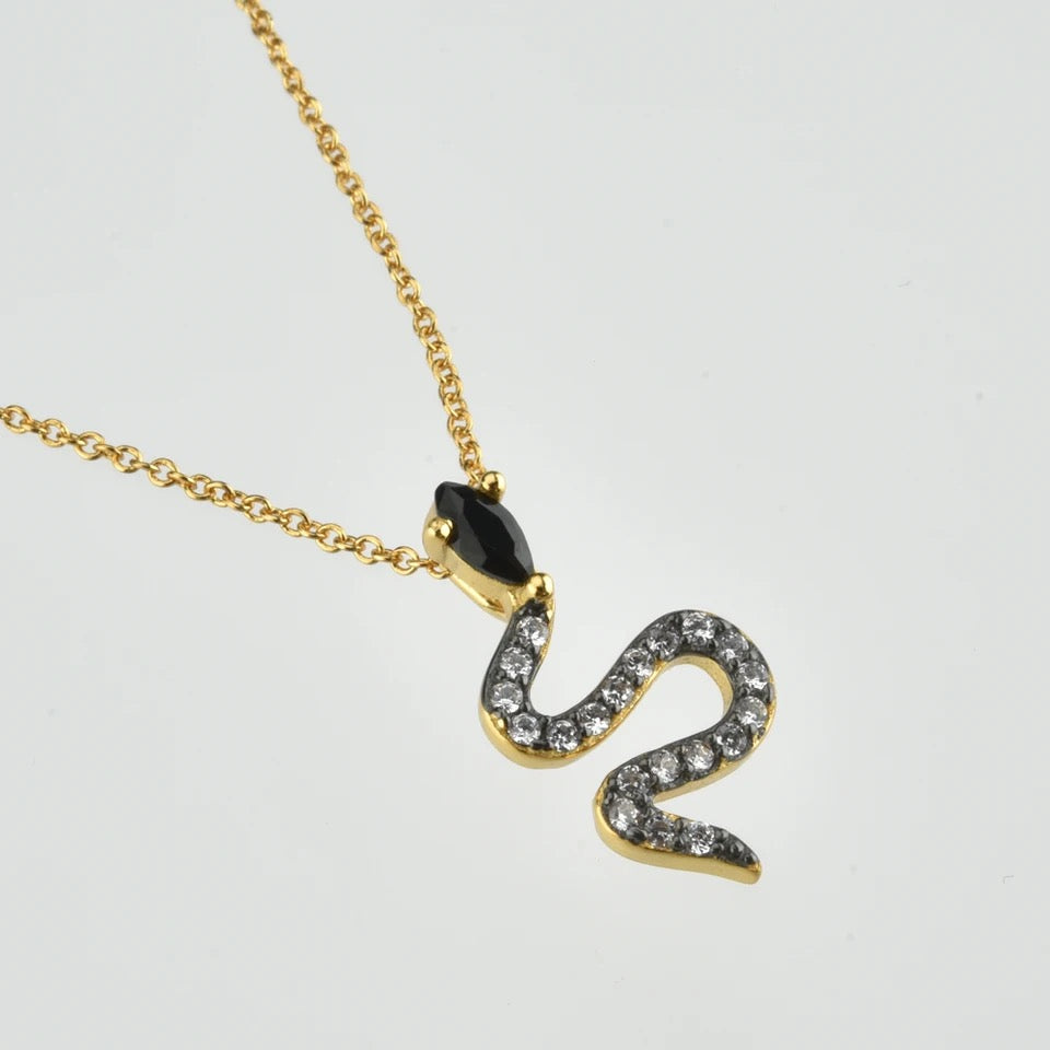 Ebony Serpentine Pave Necklace (925)