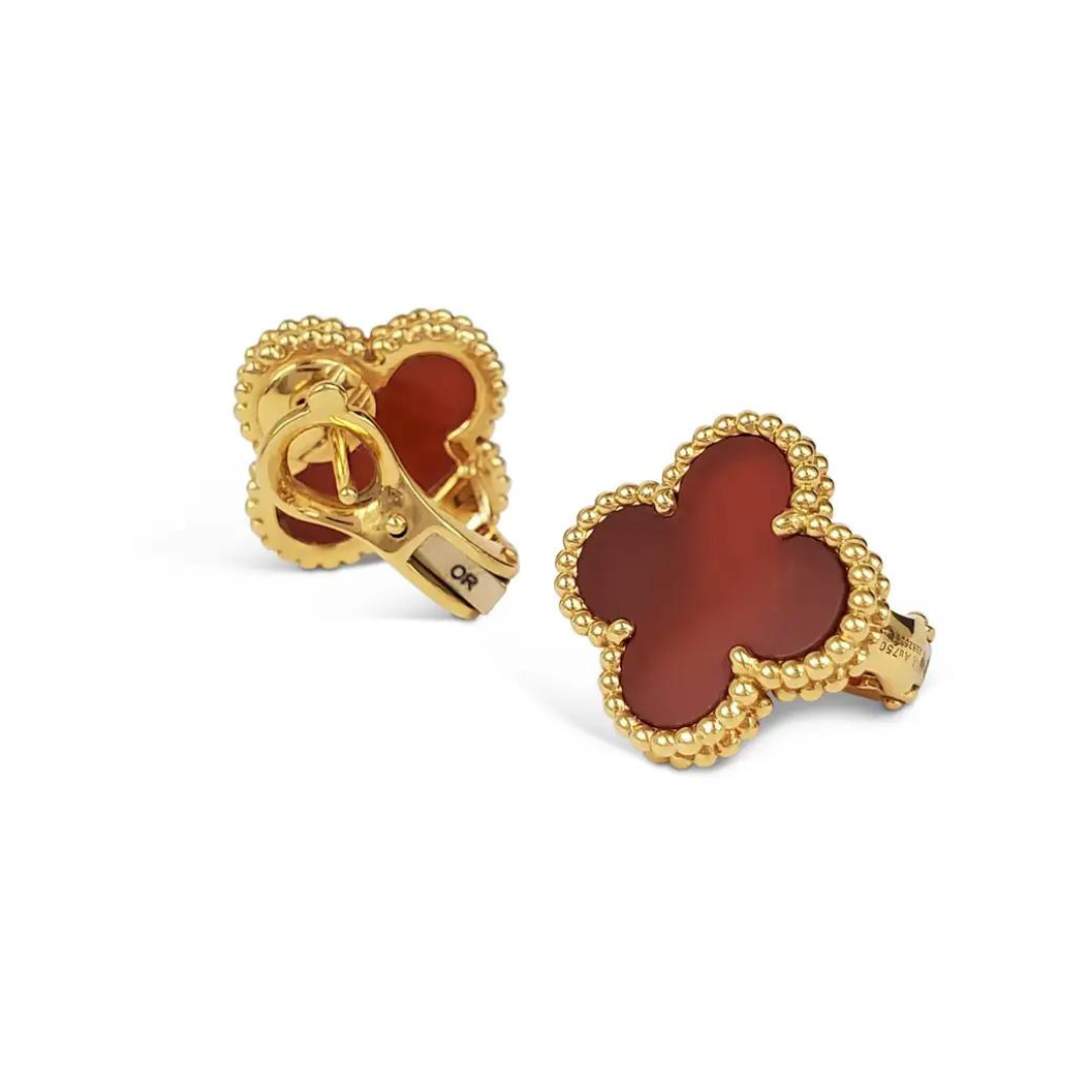Red & Gold Clover Clip On Earring (925)