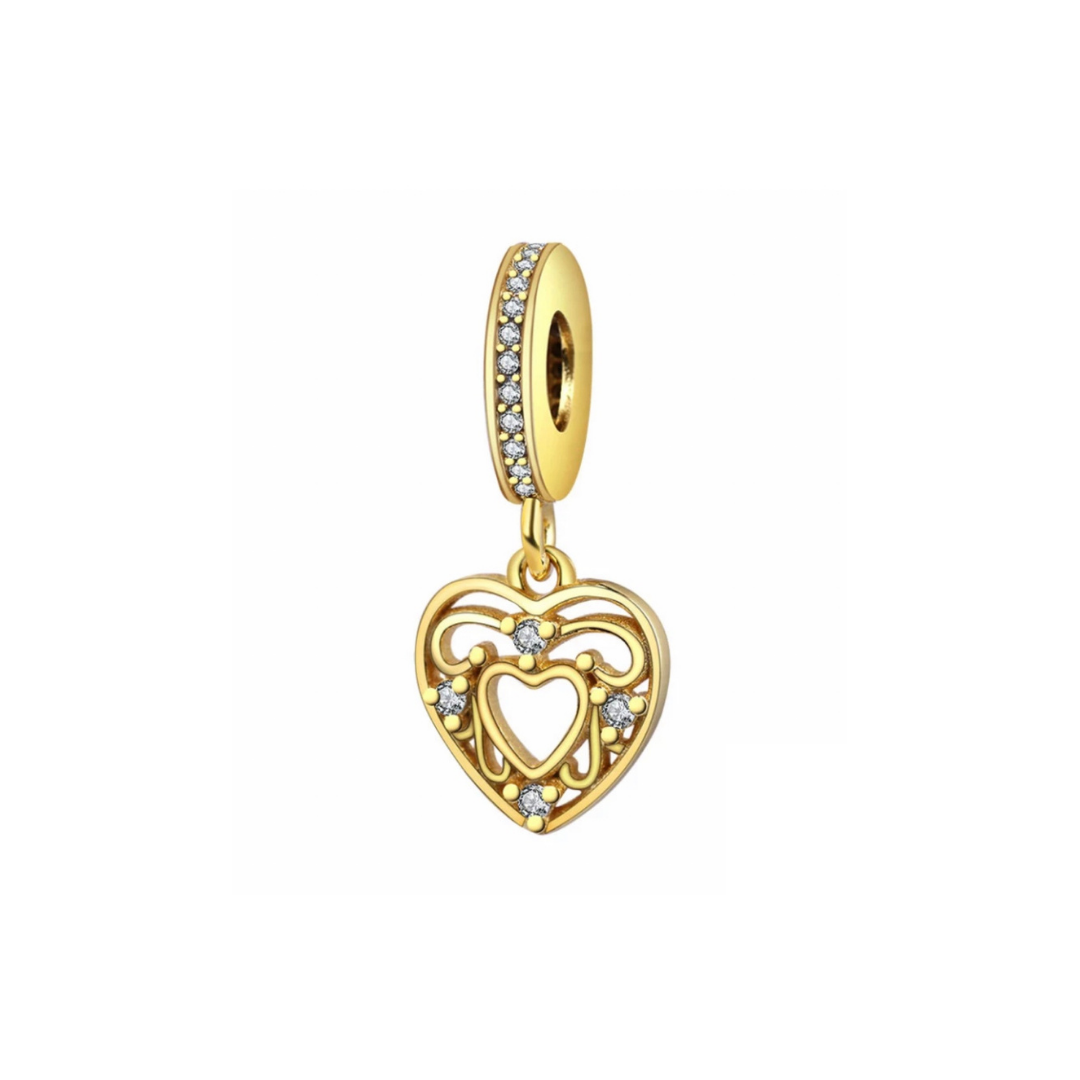 Gold Filigree Heart Dangle