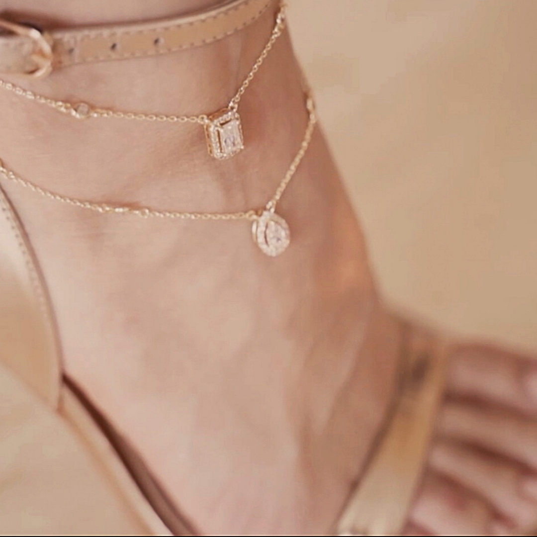 Yellow Gold Designer Double Anklet