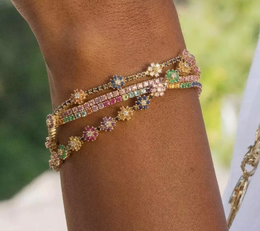 Alexis Floral Bracelet (Mix Metal, 18k Gold Electroplating)