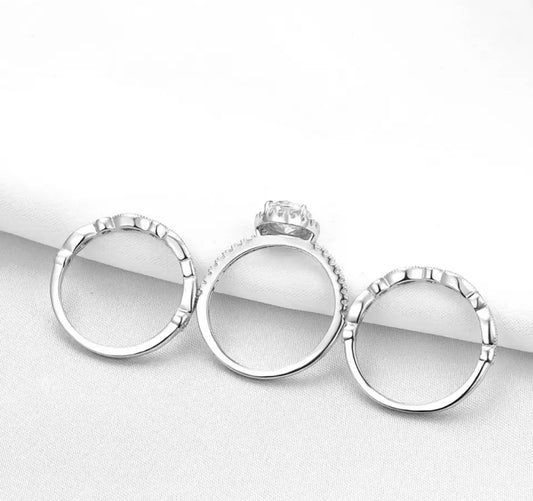 Oval Vintage Art Deco Bridal Set