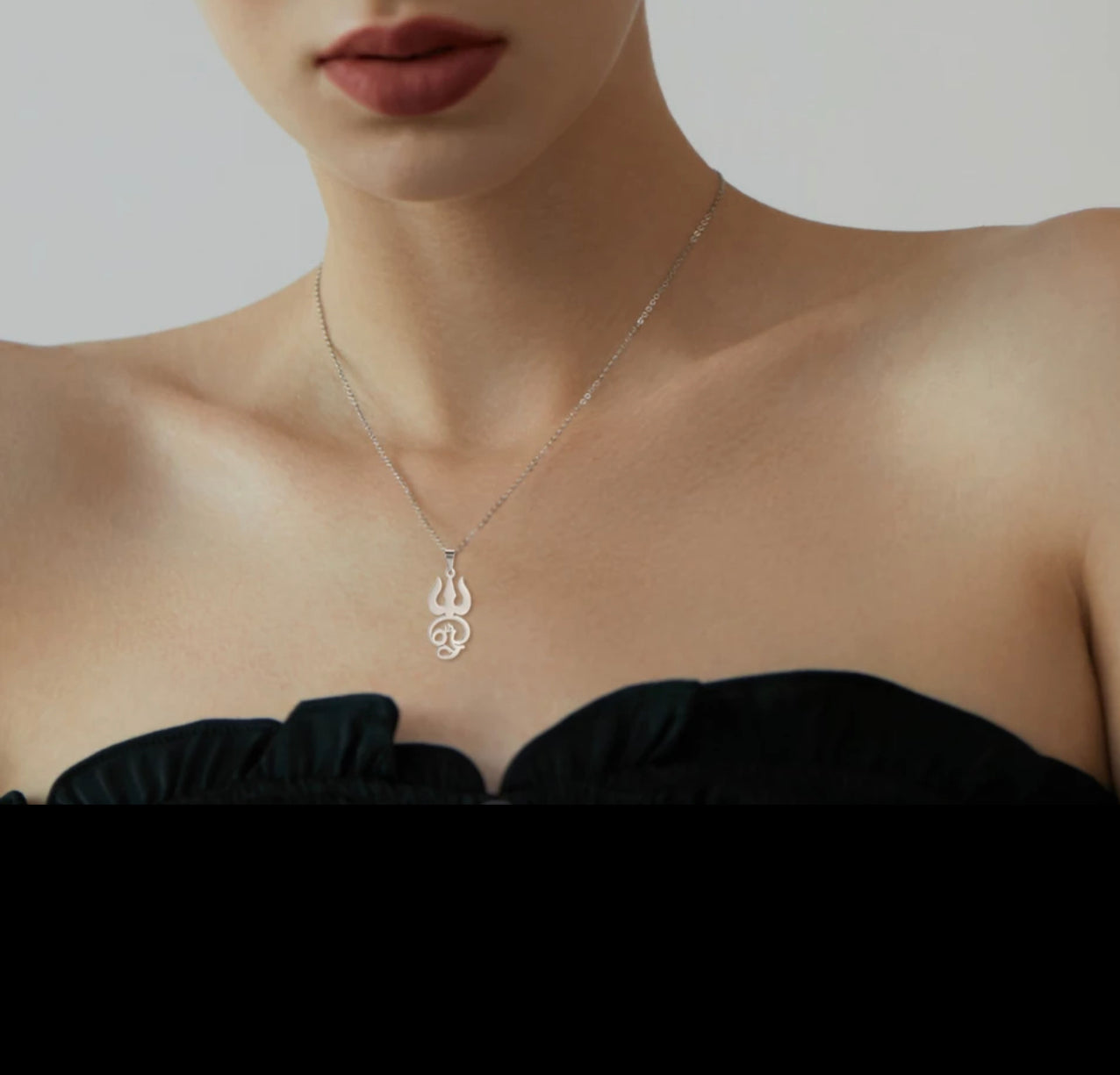 Silver Trident Aum Necklace