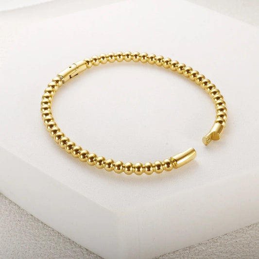 Ball Textured Oval Bangle (Gold, Silver, Rose)
