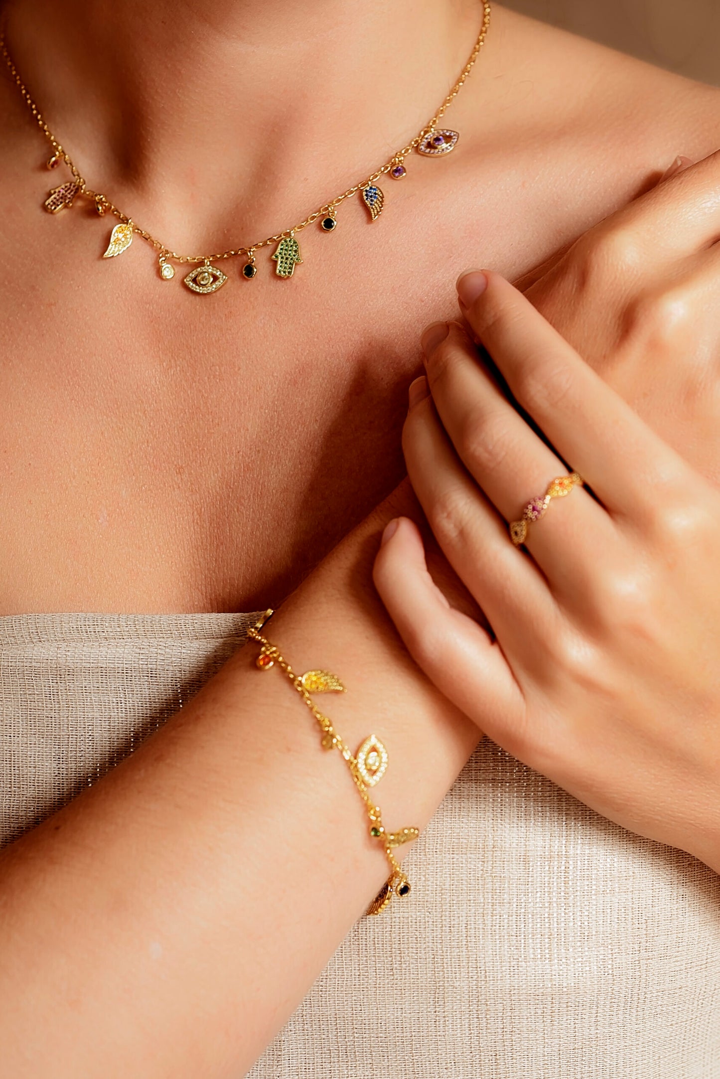 Gold Bohemian Charm Bracelet