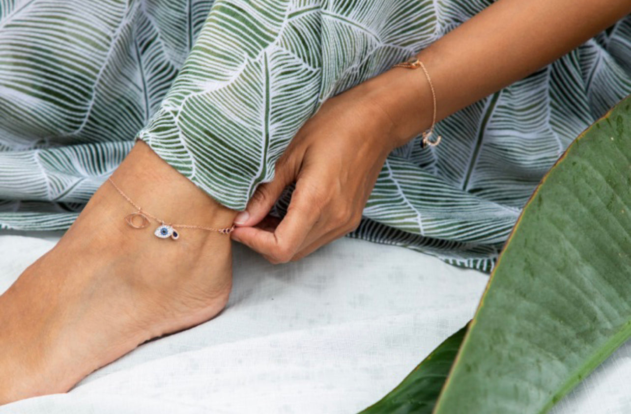 Shaaista Rose Arabian Night Evil Eye Anklet (925)