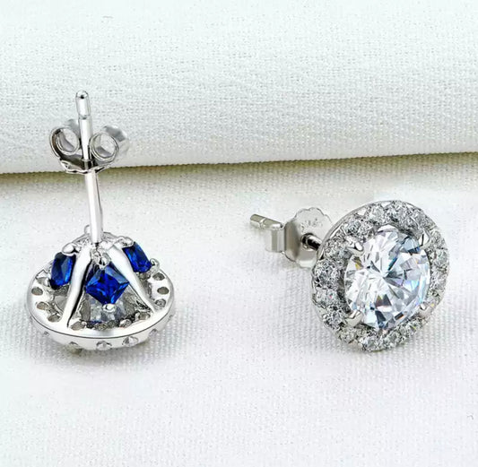 Sapphire Basket Halo Earring
