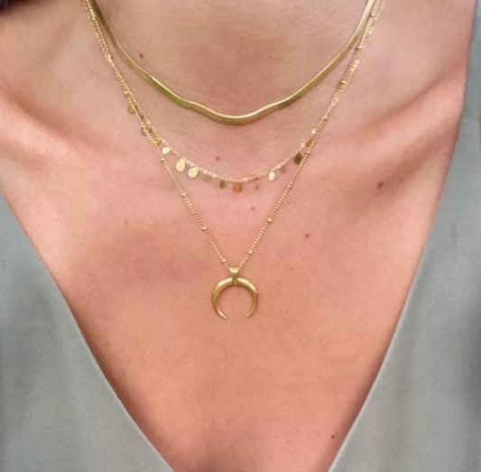 Gold Pear Coin Charm Necklace