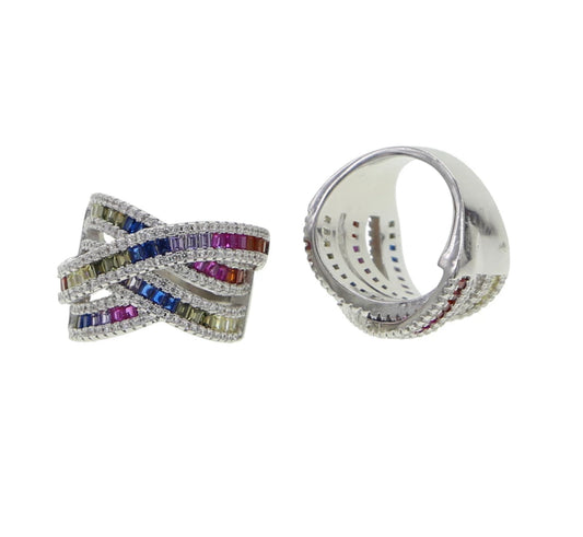 Crossover Layered Candy Baguette Ring