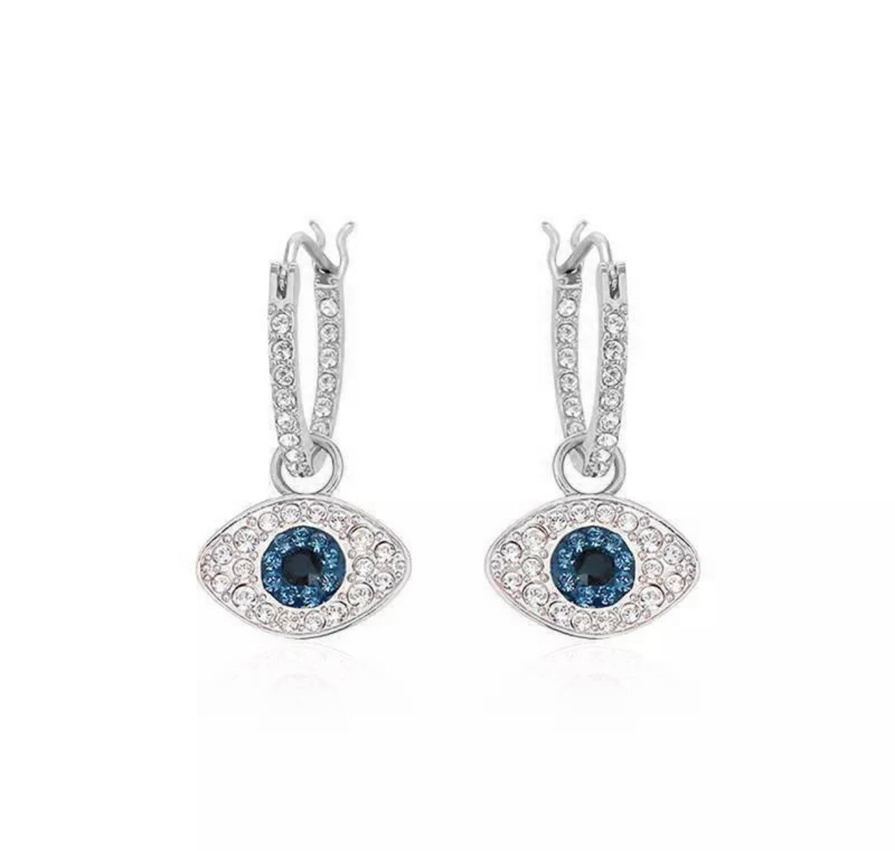 Silver Moonlight Evil Eye Drop Earring