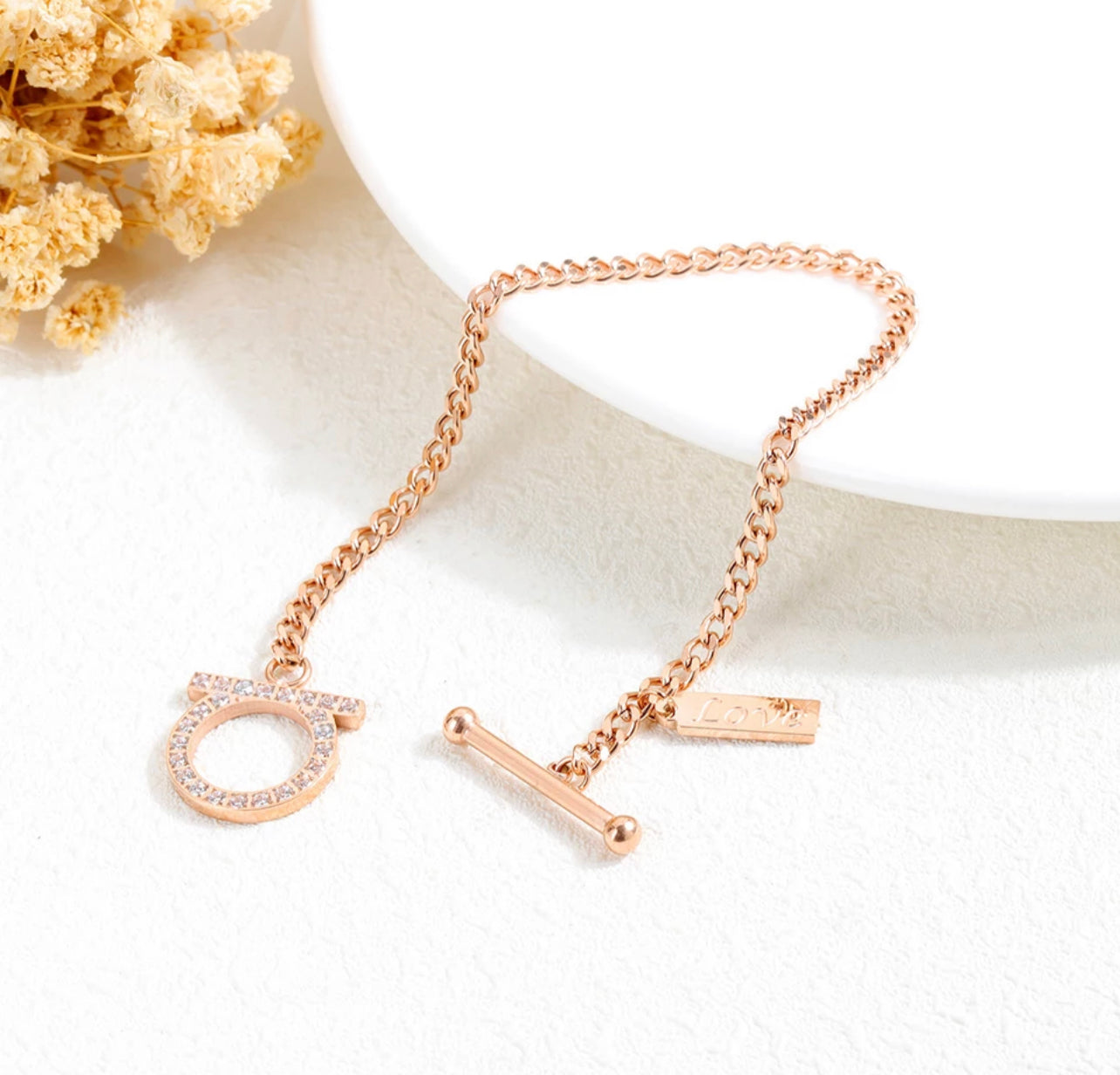 Rose Gold Love Tag Bracelet