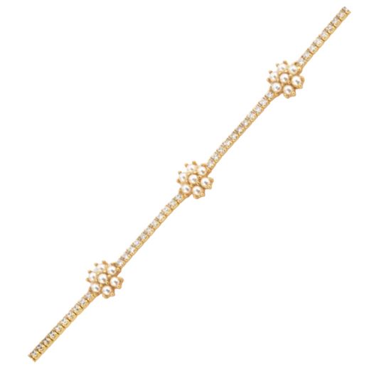 Gold Tennis Pearl Necklace