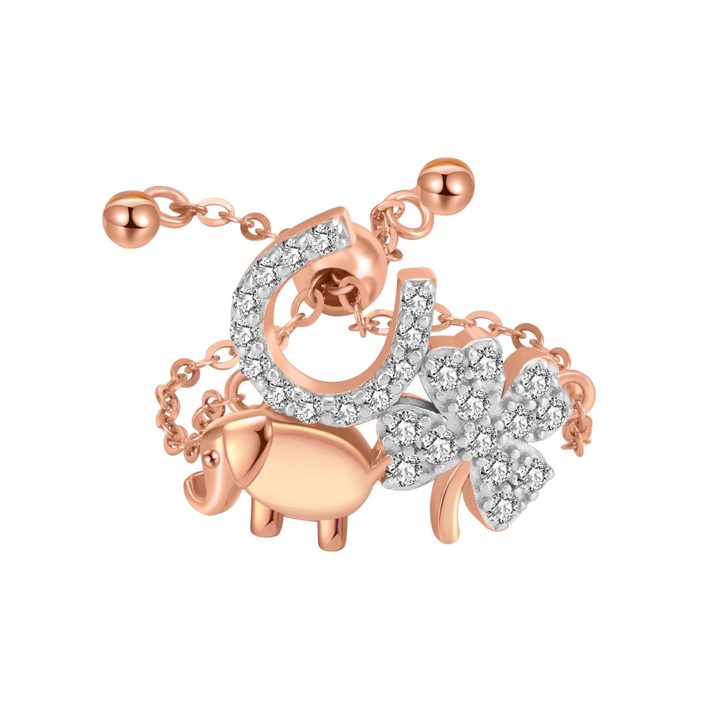 Designer Rose Gold Love, Luck & Abundance NSCD Charm Set (925, Vermeil)