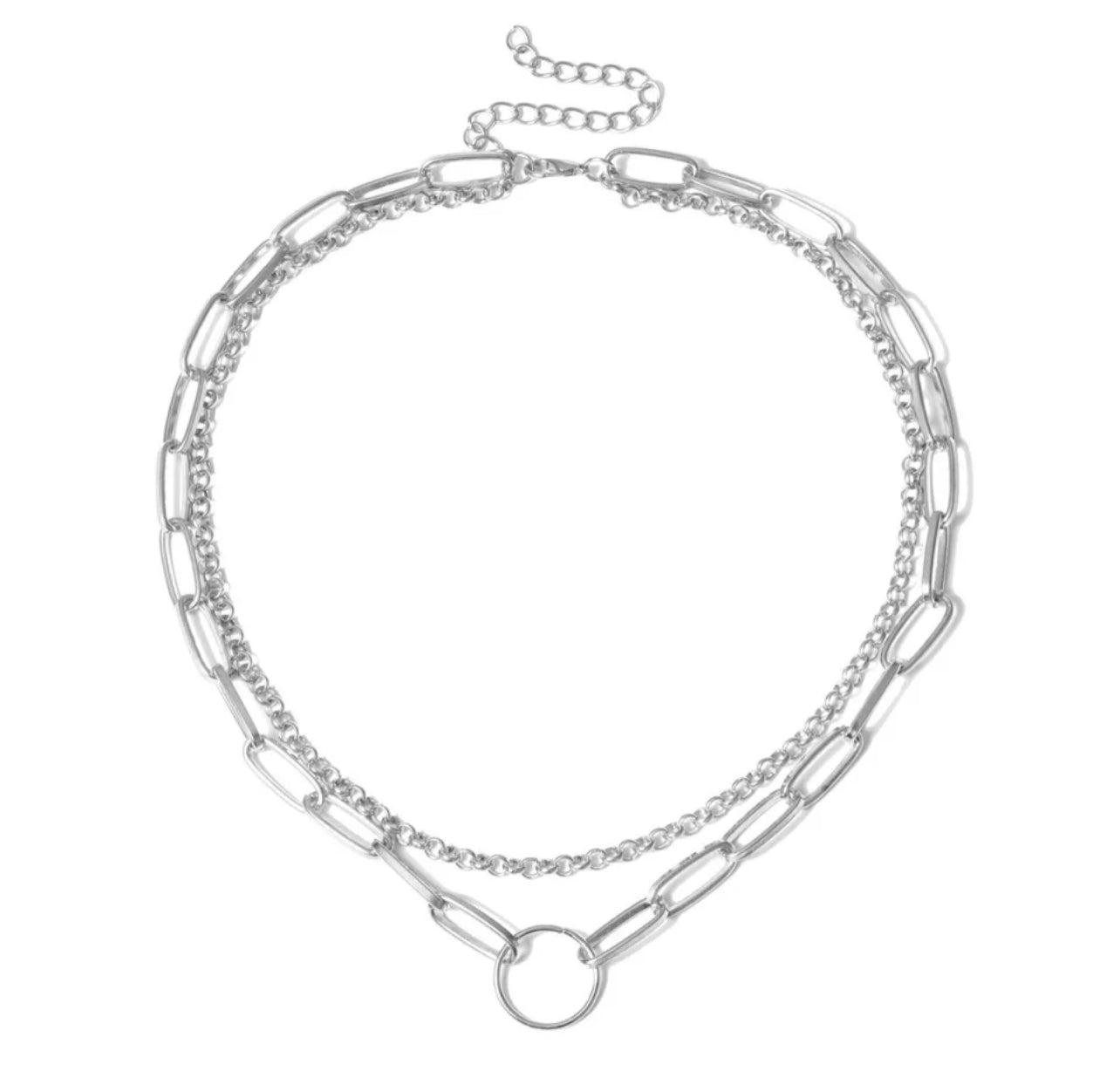Silver Double Link Necklace