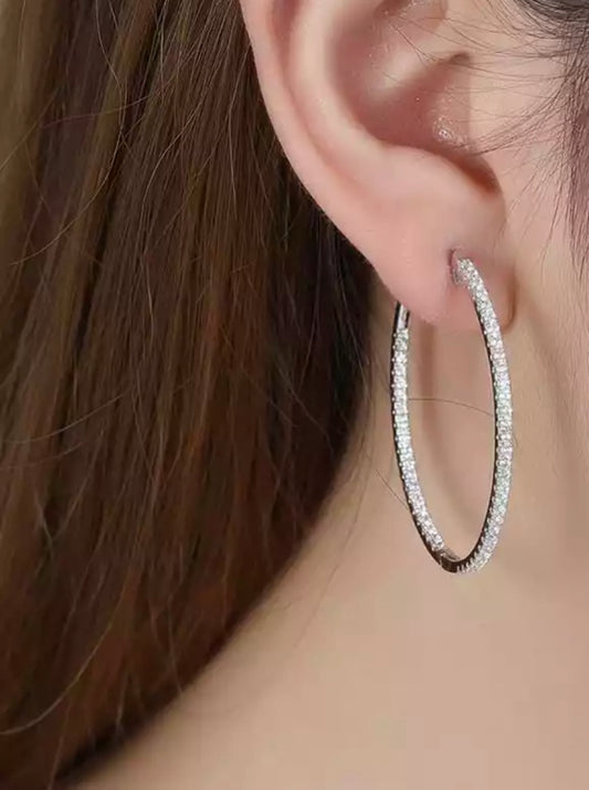 Oval Pave Hoop