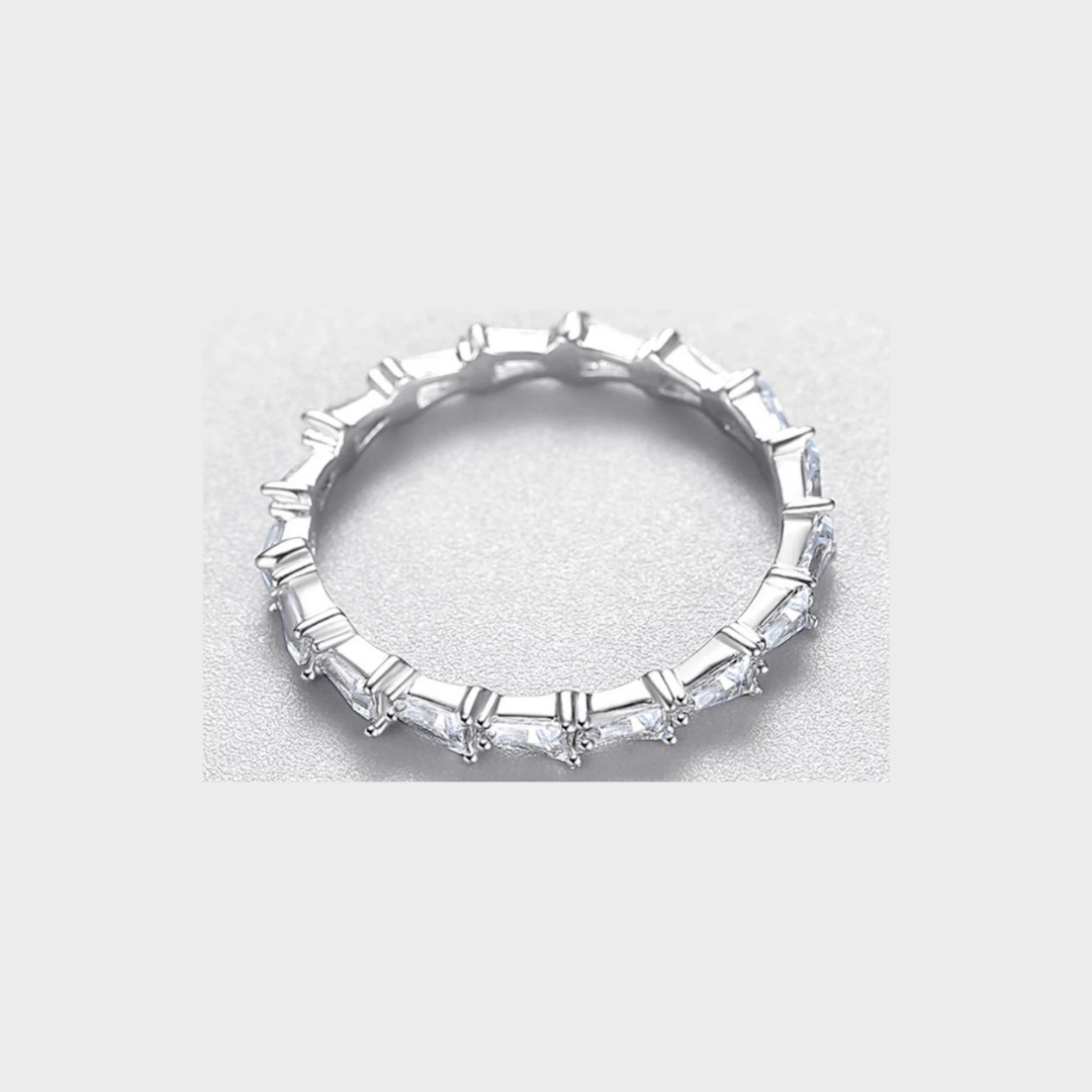 Silver Trapezoid Eternity Stack Ring