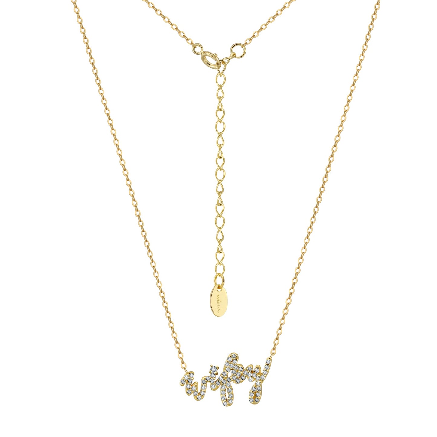 Gold Pave Wifey Pave NSCD Necklace (925 Vermeil)