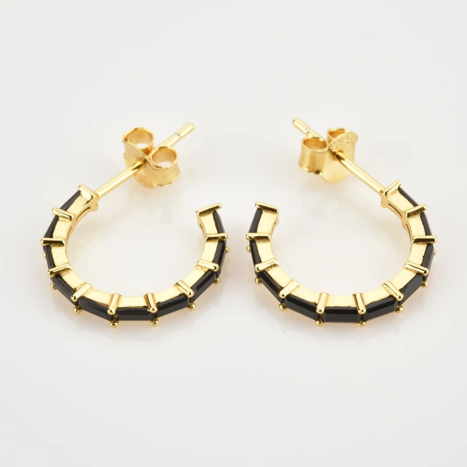 Spinel Baguette Hoop Earring