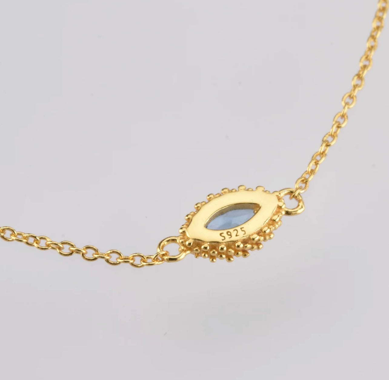 Beaded Floating Marquise Solitaire Necklace