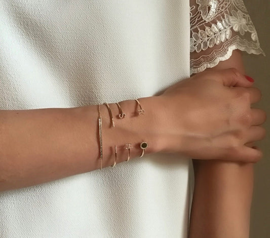 Ladies/Girls Gold Personalised Initial Cuff (54-56mm)