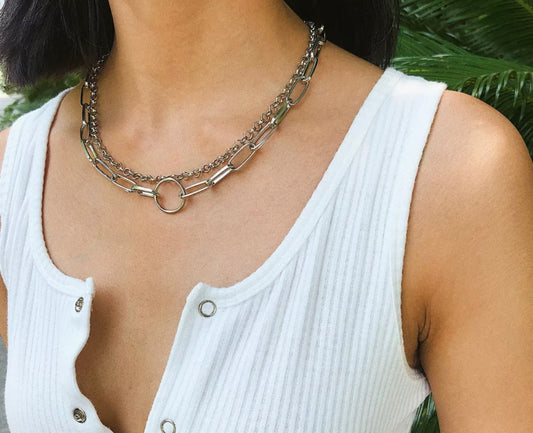 Silver Double Link Necklace