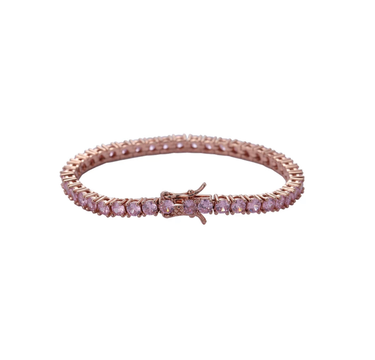 Pink & Gold Tennis Bracelet