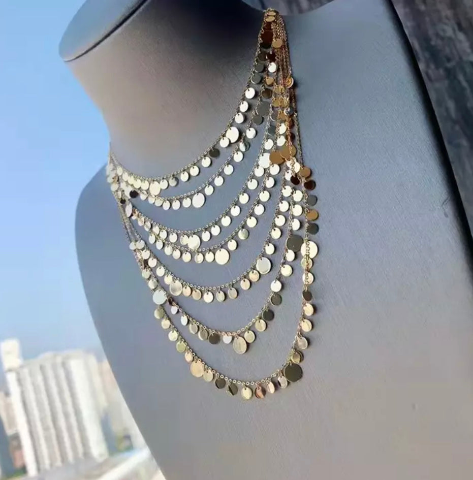 18k Gold Disc Necklace