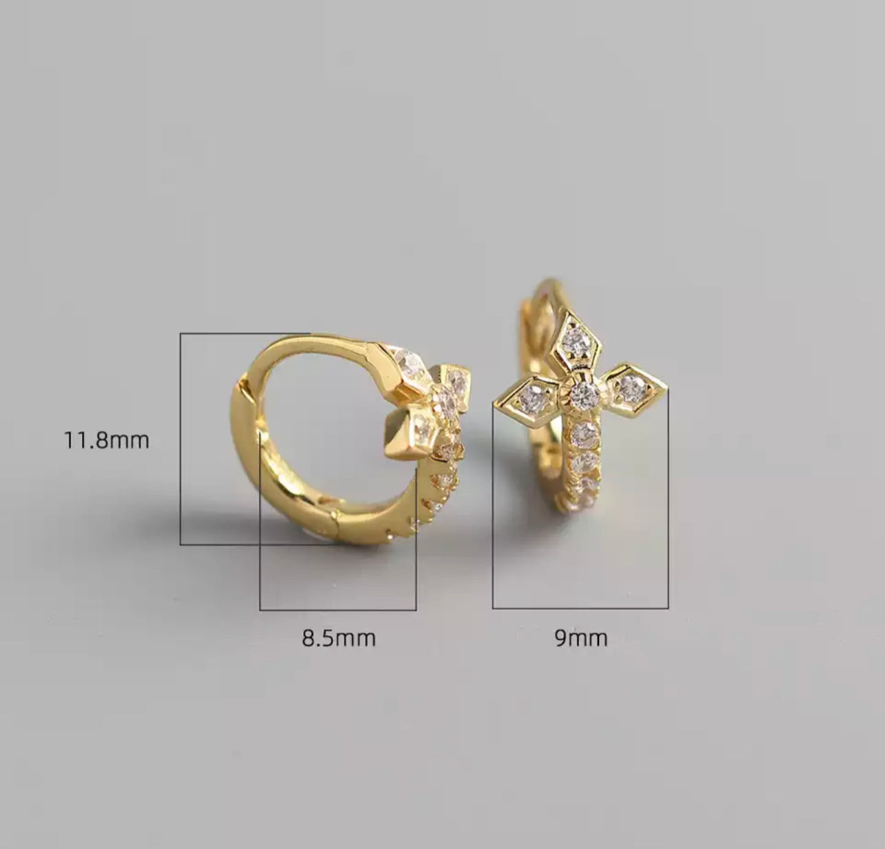 Gold Art Deco Cross Huggie