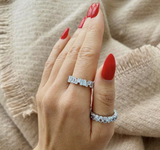 White Topaz Baguette Chip Eternity