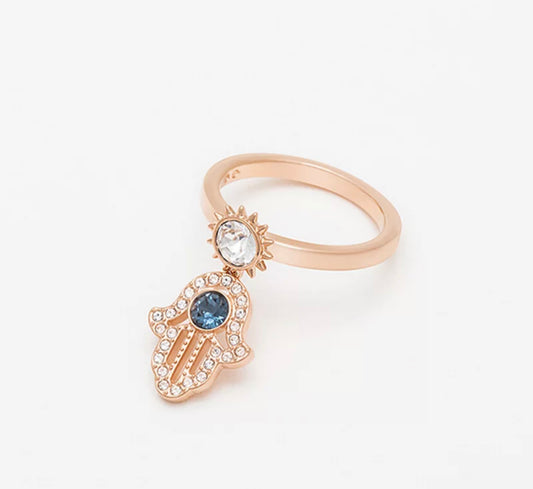 Moonlight Hamsa Hand Dangle Ring