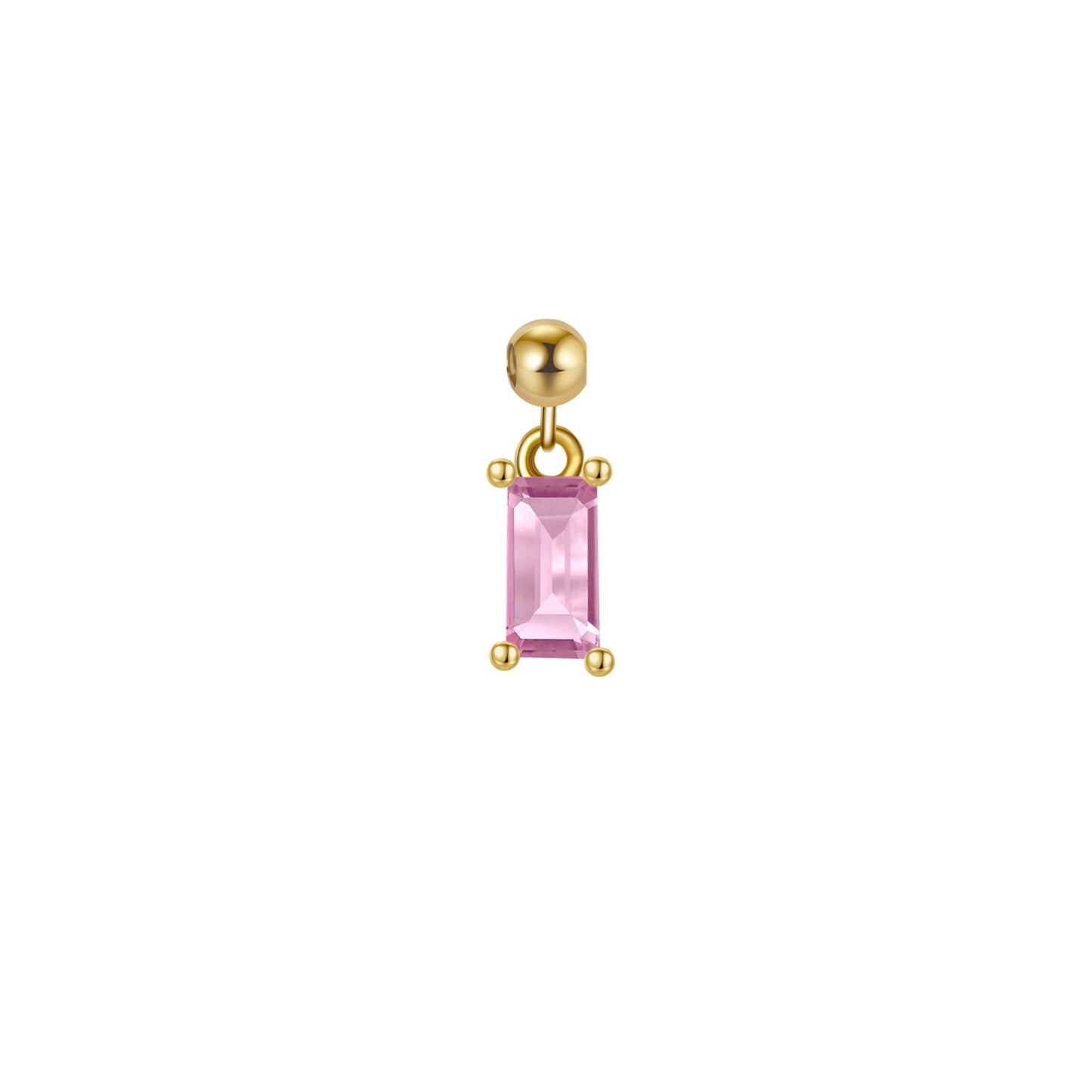 Elite Series Gold Emerald Baguette Pink Drop Charm (925, Vermeil)