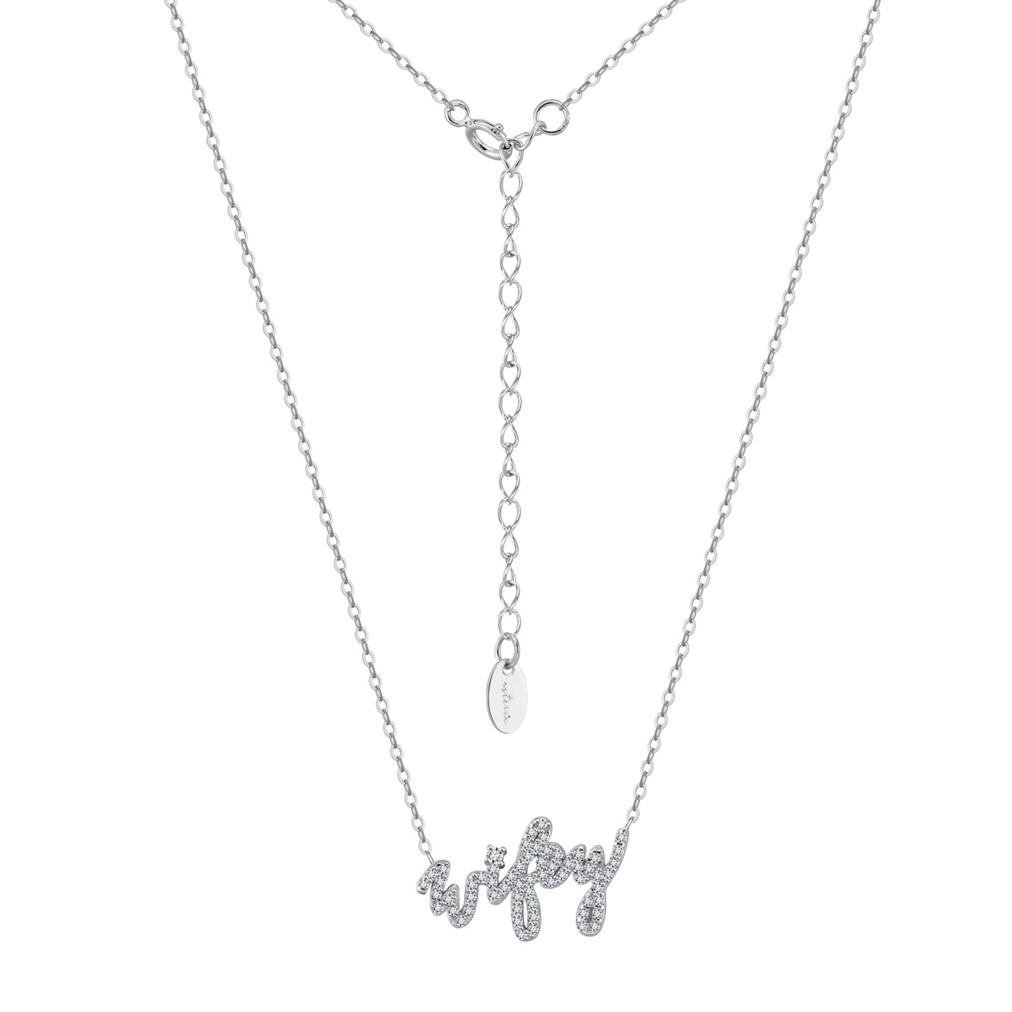 Silver Wifey Pave NSCD Necklace (925, Vermeil)