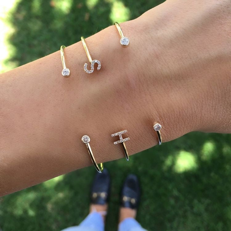 Ladies/Girls Gold Personalised Initial Cuff (54-56mm)