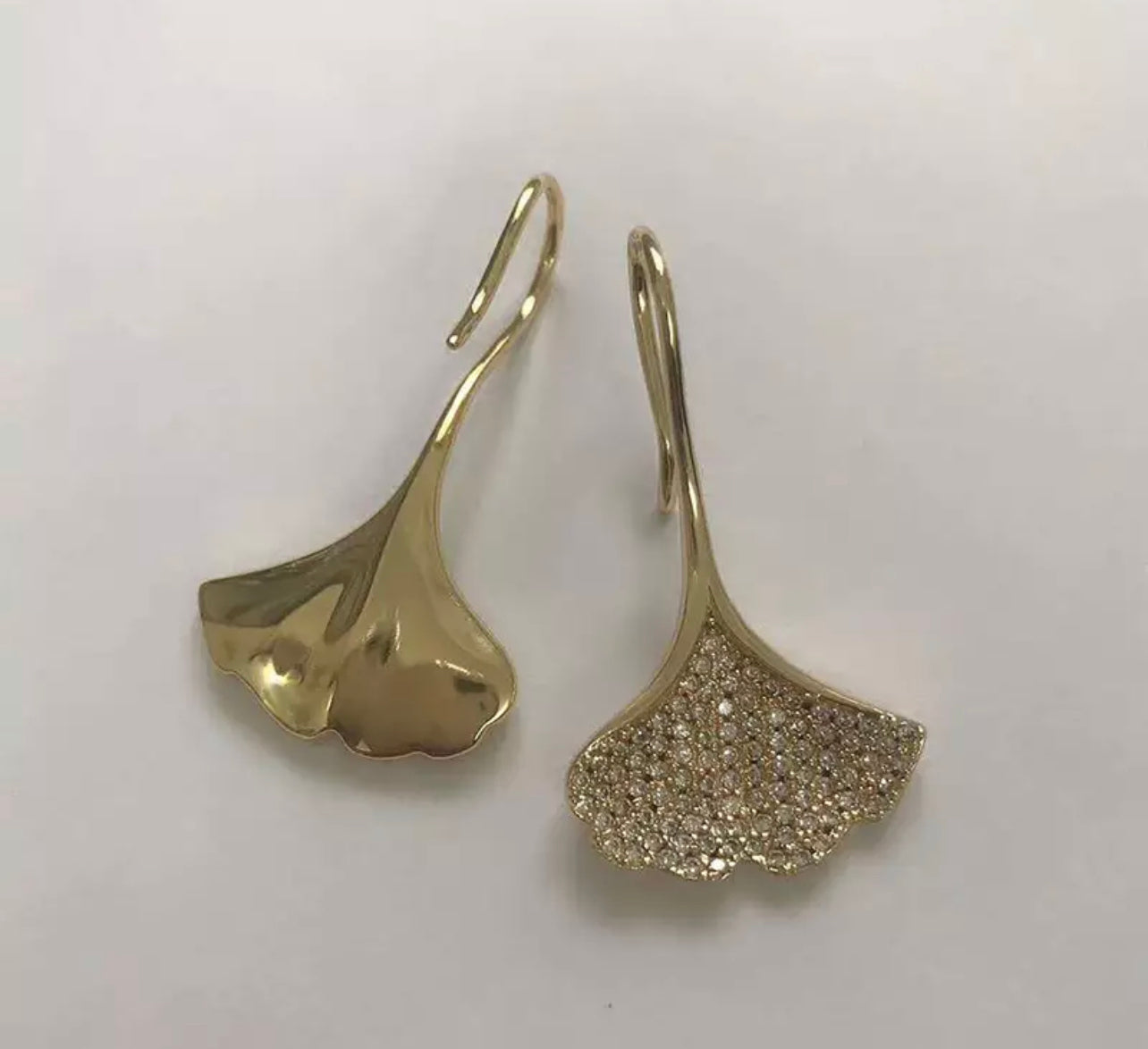 Gold Ginko Drop Earring