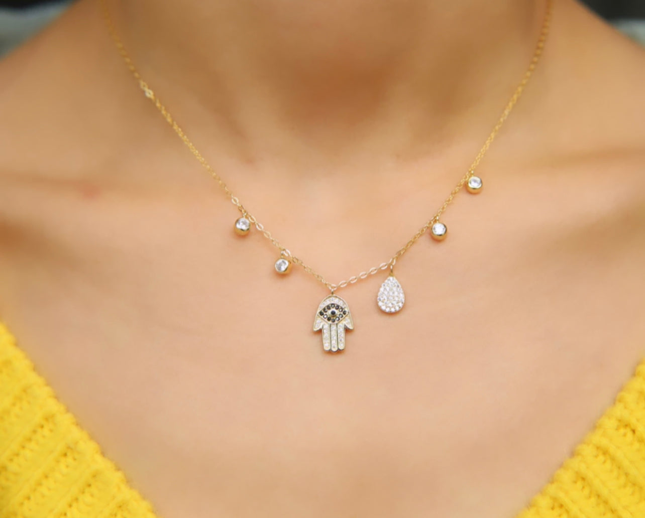 Roma Hamsa Hand Charm Necklace