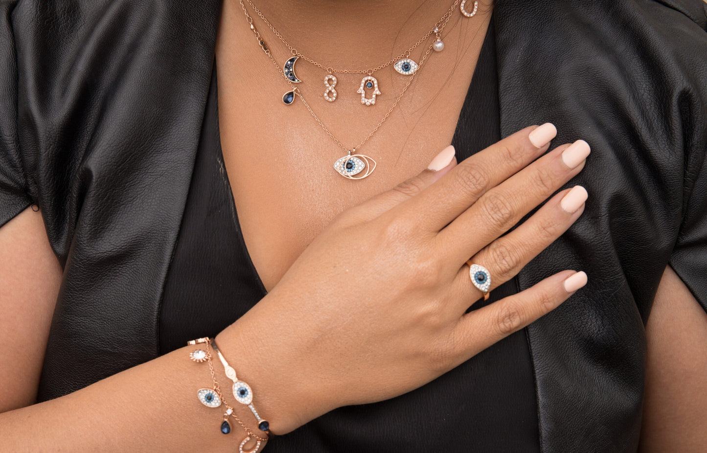 Moonlight Rose Gold Evil Eye Necklace