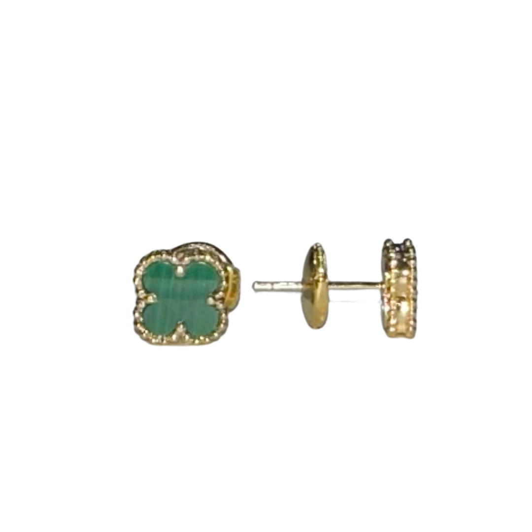 Gold & Green Dainty Clover Earring (925)