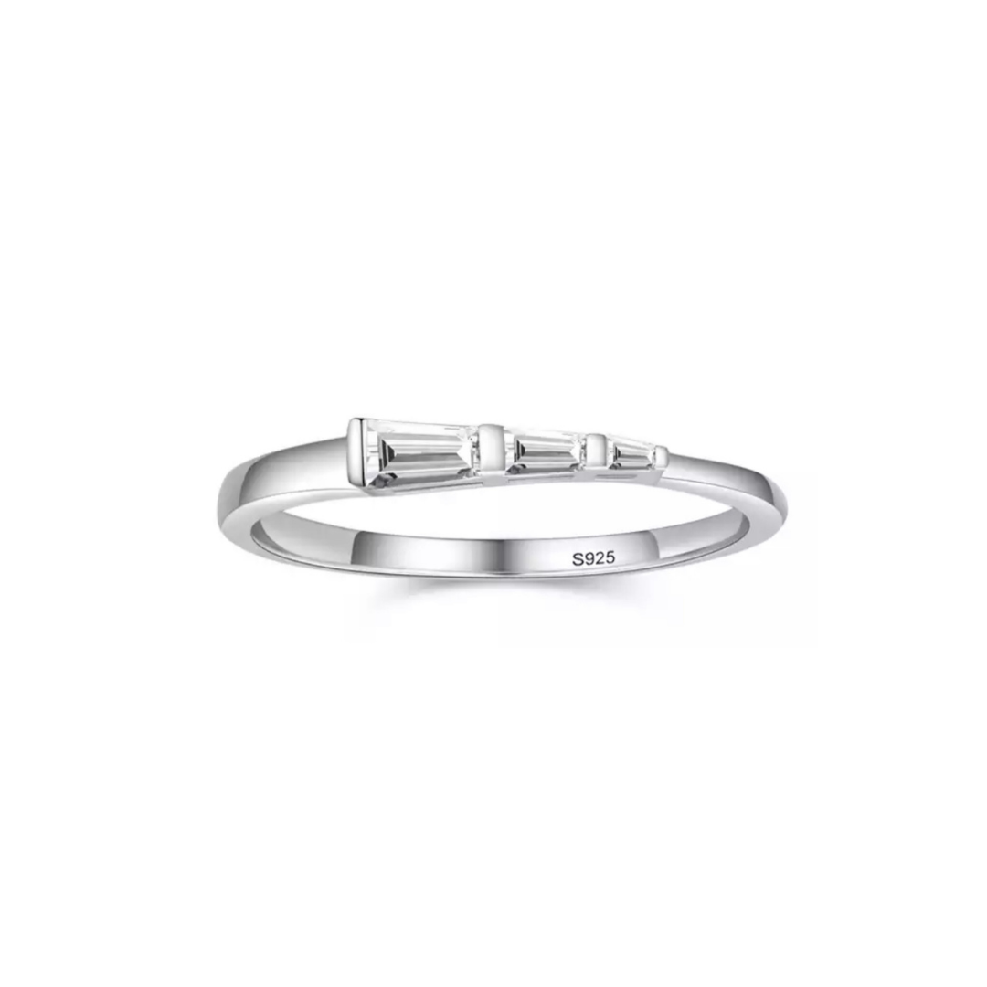 Silver Triple Baguette Stack Ring