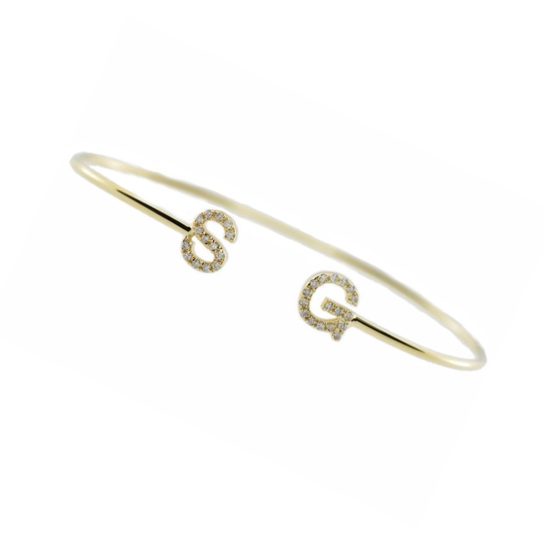 Kids Personalised Gold Initial Cuff (50-52mm)