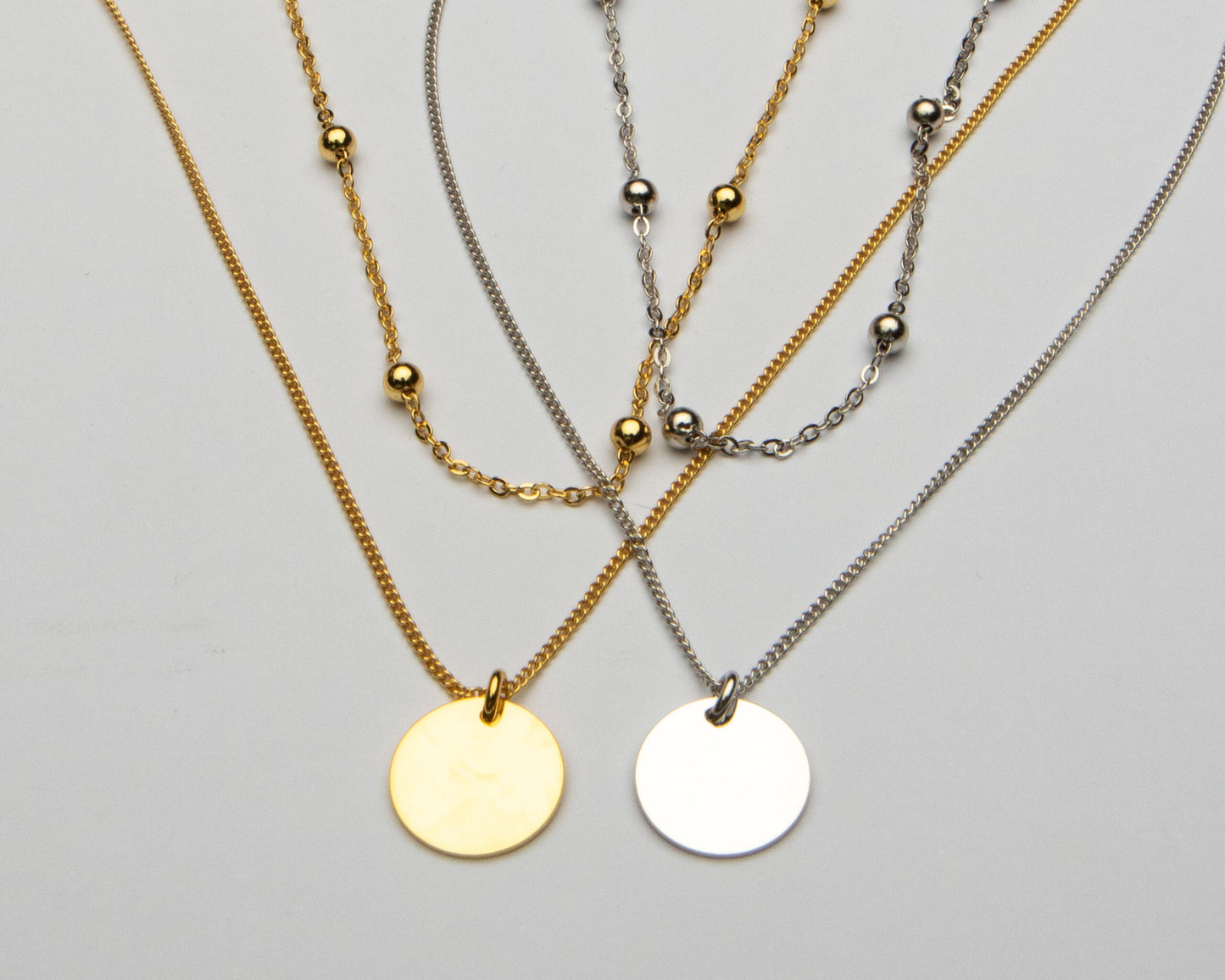 Silver Double Layer disc necklace