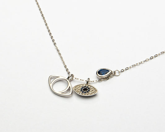 Silver Arabian Night Evil Eye Necklace (925, Vermeil)