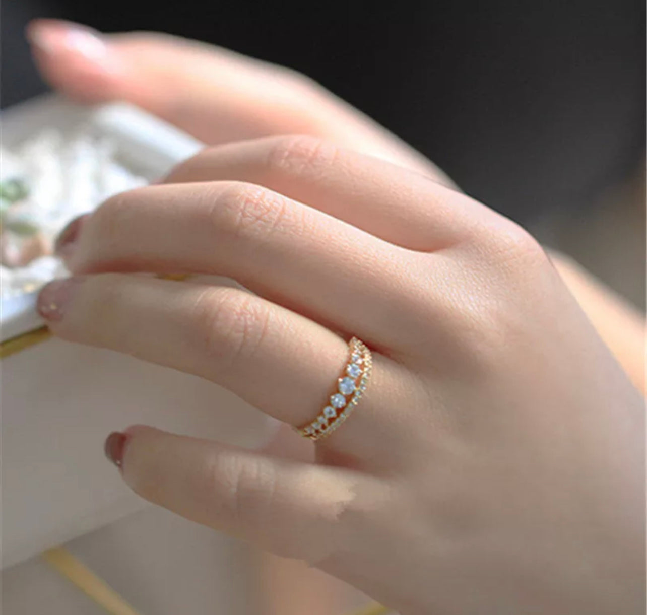 Gold Pave Prong Stack Ring