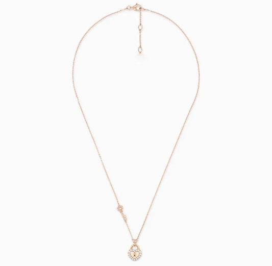 Rose Padlock Necklace (Mix Metal)