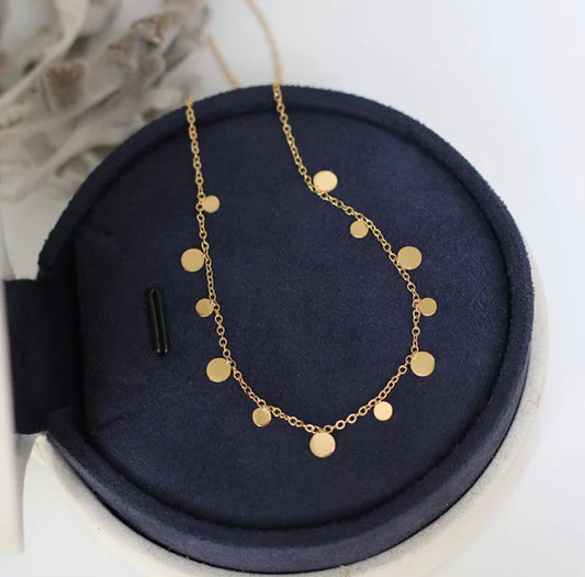 Gold Disc Charm Coin Necklace