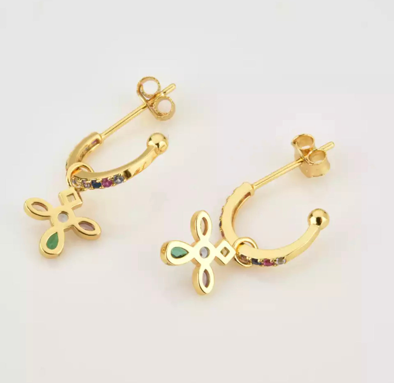 Gold Rainbow Deluxe Clear Earring