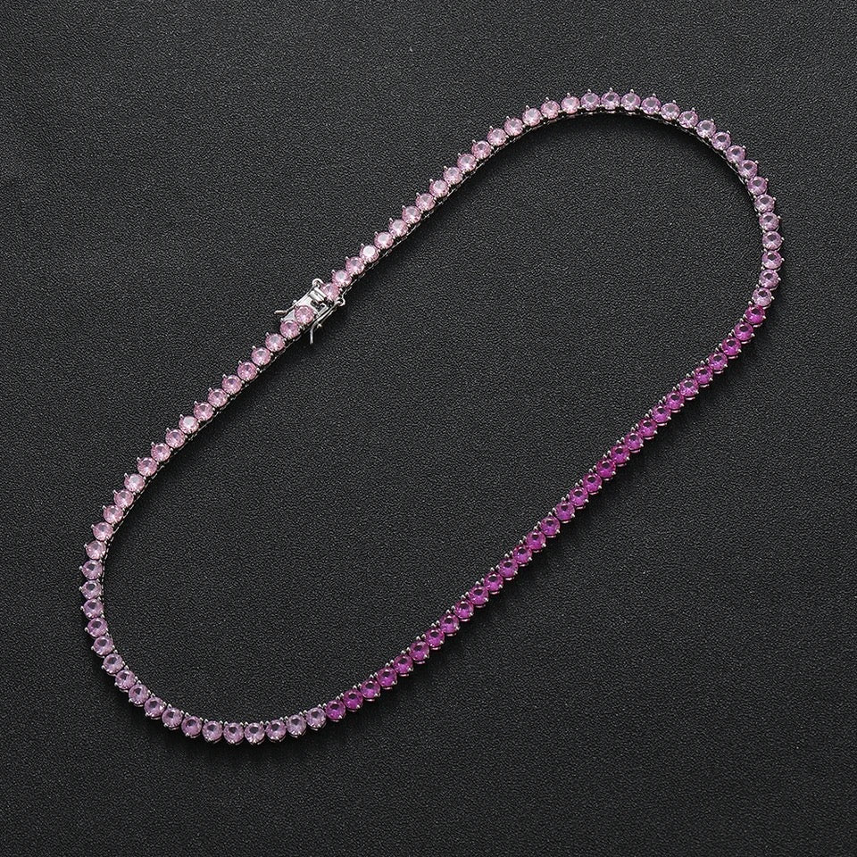 Pink Gradient Tennis Necklace