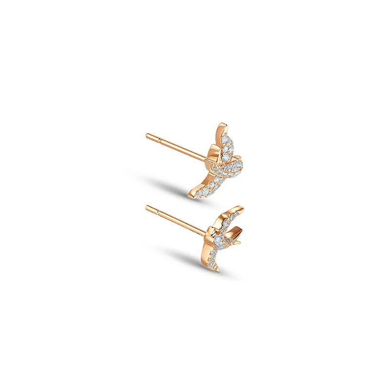 Rose Gold Swallow Pave Earrings