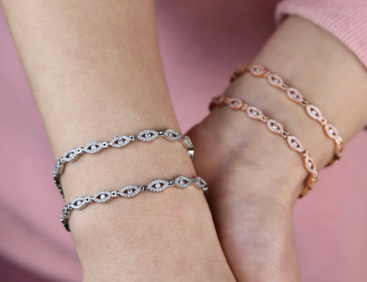 Silver Pave Glam Evil Eye Bracelet